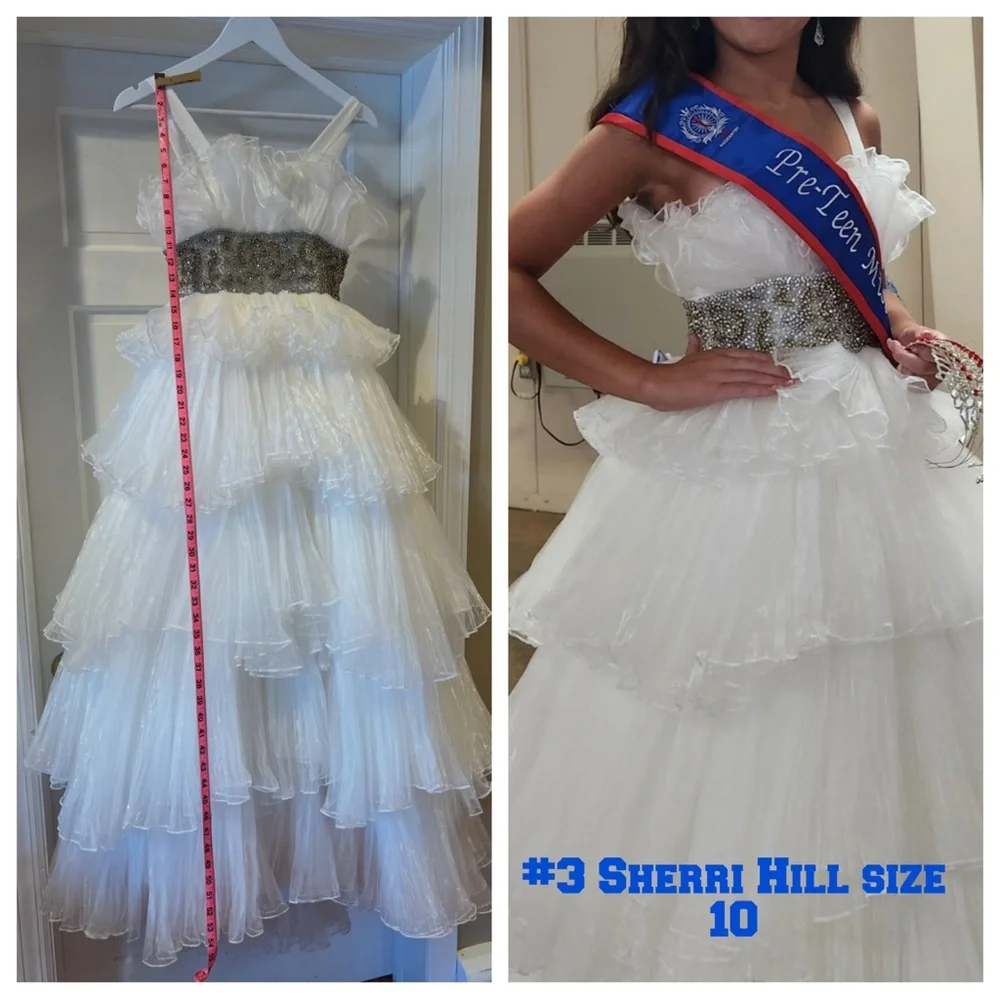 Sherri Hill White Dress with rhinestones. - Picture 2 of 4